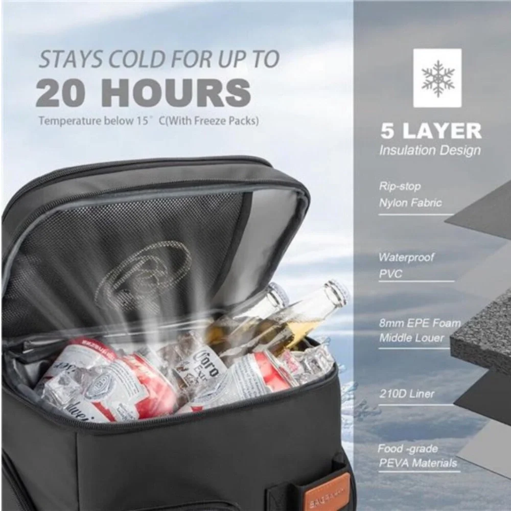 Insulated Cooler Backpack,33/45 Cans Multifunctional Double Deck Leakproof